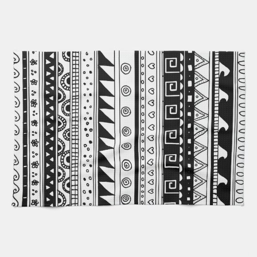 Stammes- Schwarzweiss-Muster Handtuch (Horizontal)