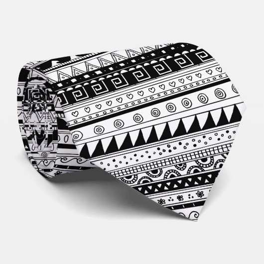 Stammes- Schwarzweiss-Muster Krawatte (Gerollt)