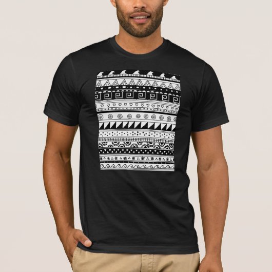 Stammes- Schwarzweiss-Muster T-Shirt (Vorderseite)