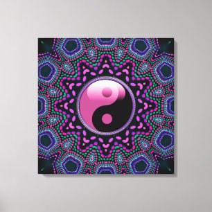 Stammes-Sonne-Pink-Yin-Yang-verpackte Leinwand