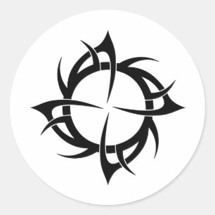 Stammes- Sonne Runder Aufkleber