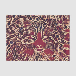 Stammes Süße Tabby-Katze Rotbraune Hippie-Kunst Seidenpapier