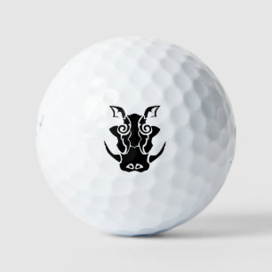 Stammes Tattoo eines Schwarzen Boarenkopfes Golfball