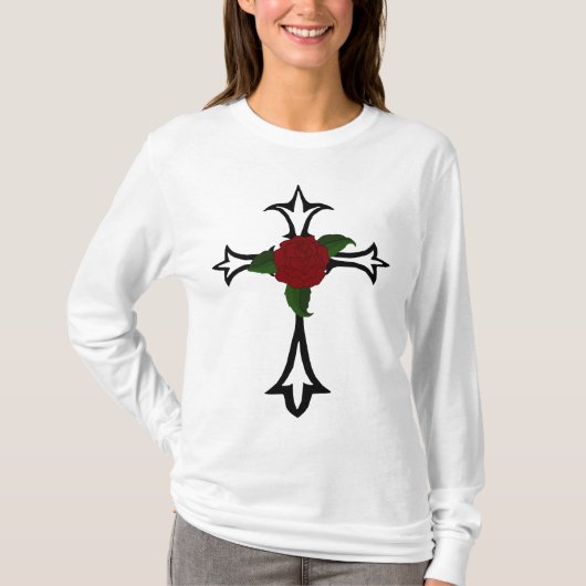 Stammes Tattoo Kreuz mit einer Rote Rose Hoody (Vorderseite)