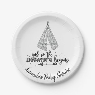 Stammes- Teepee-Abenteuer-Babyparty 7" Platte Pappteller