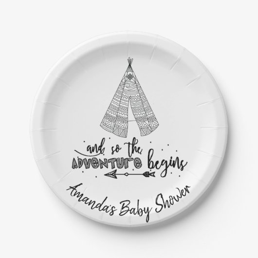 Stammes- Teepee-Abenteuer-Babyparty 7" Platte Pappteller (Vorderseite)