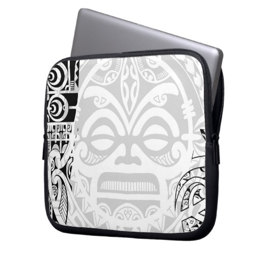 Stammes- tiki Totem-Gesichtsmaske tatoo Entwurf Laptopschutzhülle (Vorderseite Links)