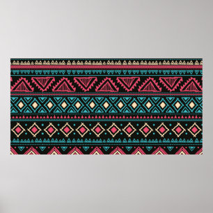 Stammes Vintages ethnisches nahtloses Muster Poster