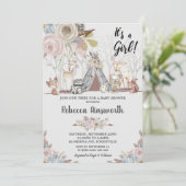 Stammes- Waldtier-Baby-Dusche mit Blumen Einladung (Stehend Vorderseite)