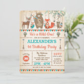 Stammes- Waldtier-wilder 1. Geburtstag Einladung (Stehend Vorderseite)