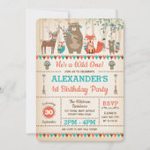 Stammes- Waldtier-wilder 1. Geburtstag Einladung (Vorderseite)