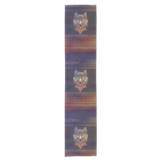 Stammes- Wolf-Farbe lichtdurchlässig Kurzer Tischläufer (Vorderseite)