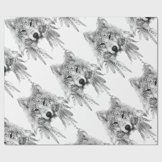 Stammes- Wolf-Geist Geschenkpapier (Flach)