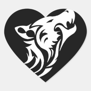 Stammes- Wolf Herz-Aufkleber