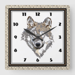 Stammes- Wolf Quadratische Wanduhr