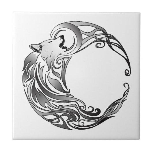 Stammes- Wolf - schattiert Fliese (Vorderseite)