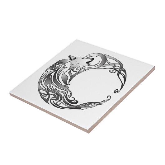 Stammes- Wolf - schattiert Fliese (Seite)