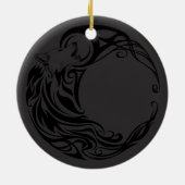 Stammes- Wolf - schattiertes Monogramm Keramik Ornament (Hinten)