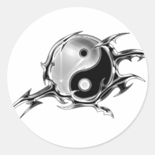 Stammes- Yin Yang Runder Aufkleber