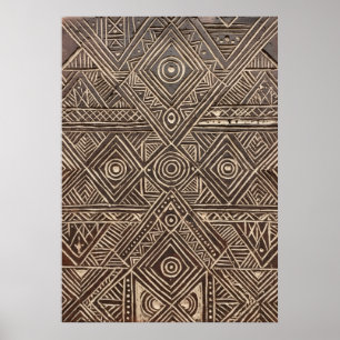Stammesafrikanische Holzschnitzerei Geometrische K Poster