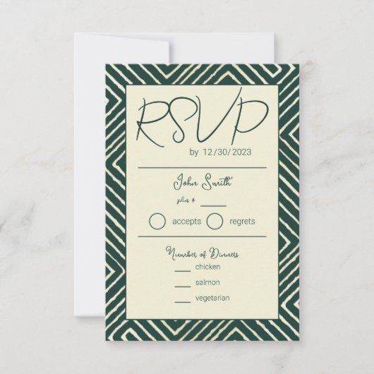 Stammesafrikanischer Hunter Green RSVP Karte (Vorderseite)