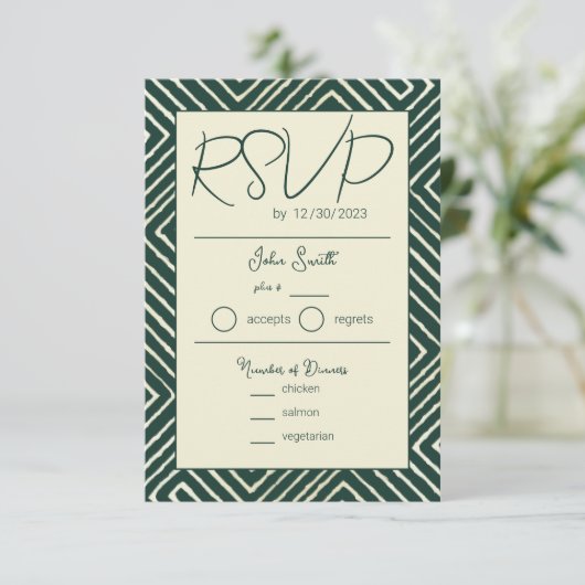 Stammesafrikanischer Hunter Green RSVP Karte (Stehend Vorderseite)