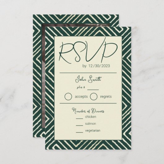 Stammesafrikanischer Hunter Green RSVP Karte (Vorne/Hinten)