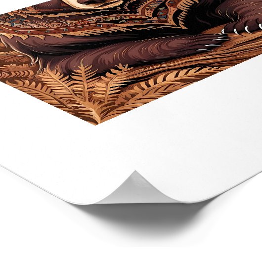 Stammesbär in erdigen Tonen Poster (Ecke)