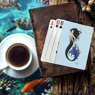 Stammesblaue Meerjungfrau Elegante Fantasy Sirene Spielkarten