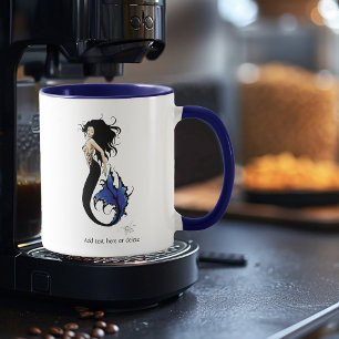 Stammesblaue Meerjungfrau Elegante Fantasy Sirene Tasse