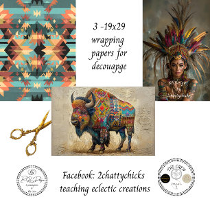 Stammesbüffel Indianische Geometrische Südwestlich Geschenkpapier Set