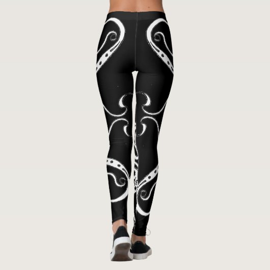 Stammesdesign in Schwarz und Weiß Leggings (Rückseite)