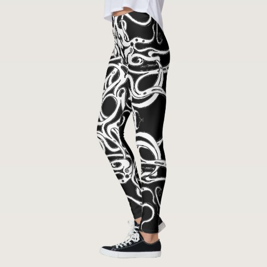 Stammesdesign in Schwarz und Weiß Leggings (Links)