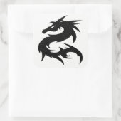 Stammesdrache-Silhouette Quadratischer Aufkleber (Tasche)