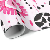 Stammeseleganz: Rosa, Schwarz und Weiß Geschenkpapier (Rolleneckpunkt)