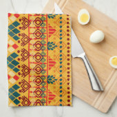 Stammeselemente, vielseitiges, nahtloses Muster. Geschirrtuch (Viertel Falte)