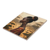 Stammesfrauen, die ihre afrikanische Landschaft be Fliese (Seite)