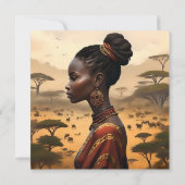 Stammesfrauen, die ihre afrikanische Landschaft be Save The Date (Rückseite)