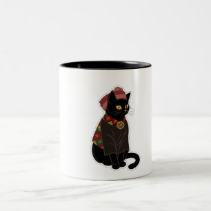 Stammeshäuptling Schwarze Katze Tragetasche Zweifarbige Tasse