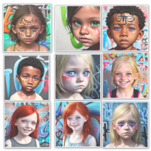 Stammeskinder   Urbane futuristische Kinder Aufkleber