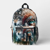 Stammeskopfschmuck und Wolf Rucksack (Vorderseite)