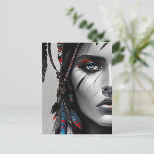 Stammeskrieger Postkarte (Stehend Vorderseite)