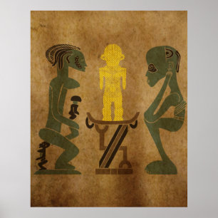 Stammeskrieger-Ritualszene Felsgravur Poster