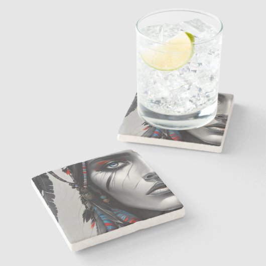 Stammeskrieger Steinuntersetzer (Seitenansicht)