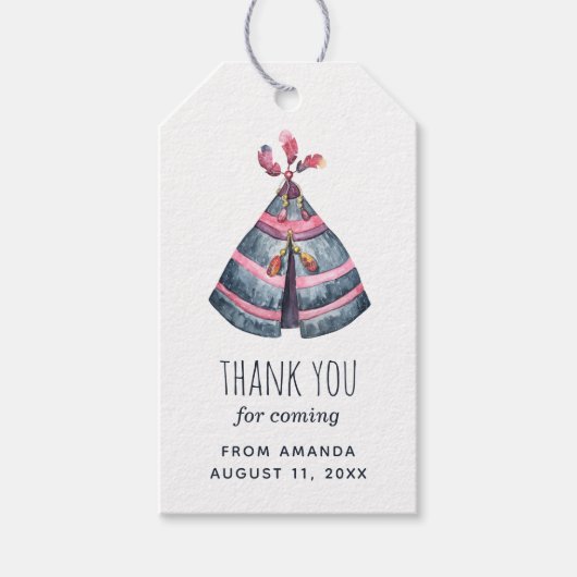 Stammeskrippe. Kindergeburtstag Party vielen Dank Geschenkanhänger (Vorderseite)