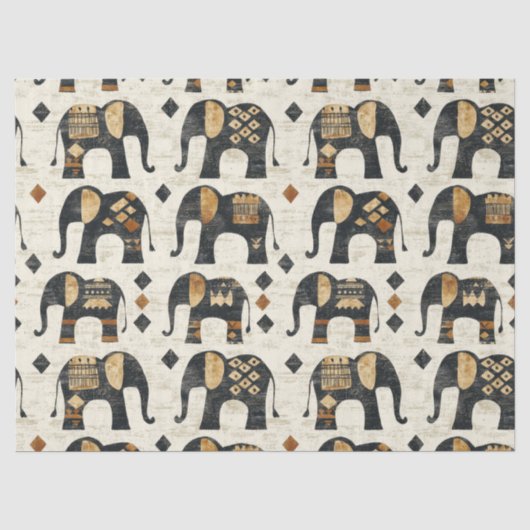 Stammeslefant Boho-Muster (2) Seidenpapier (Vorderseite)