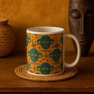 Stammesmaske Afrikanisches ethnisches Gesichtsmust Kaffeetasse