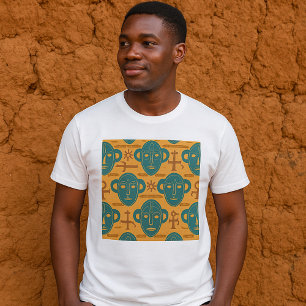 Stammesmaske Afrikanisches ethnisches Gesichtsmust T-Shirt