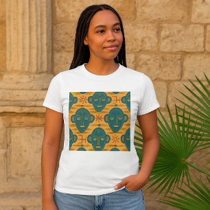 Stammesmaske Afrikanisches ethnisches Gesichtsmust T-Shirt