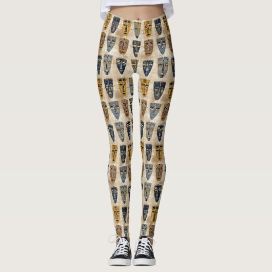 Stammesmaske Boho-Muster Leggings (Vorderseite)
